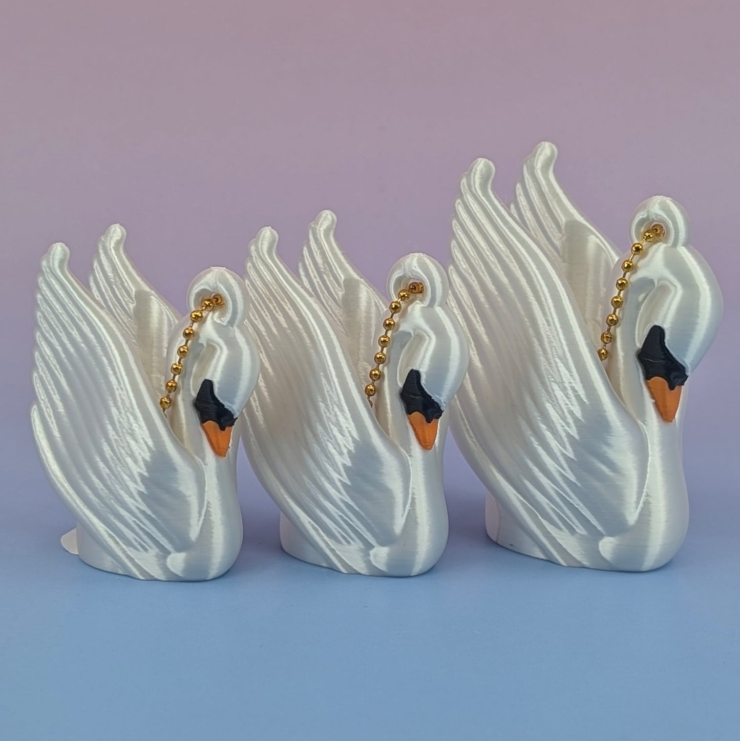 Art Deco Swan Lip Balm Holder Keychain — Vintage-Inspired Pearlescent Cygnet ✨